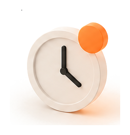 Ilustración 3D de un reloj para representar disponibilidad y soporte cuando el proyecto lo necesita