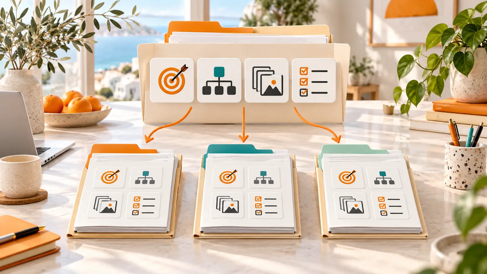 Brief organizado por objetivos, funcionalidades, contenidos y tareas para comparar tres presupuestos de una página web.