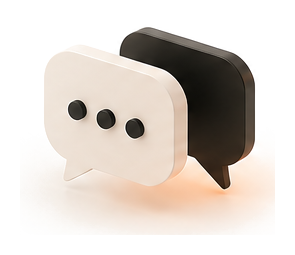 Ilustración 3D de dos bocadillos de conversación para representar una relación directa con el proyecto