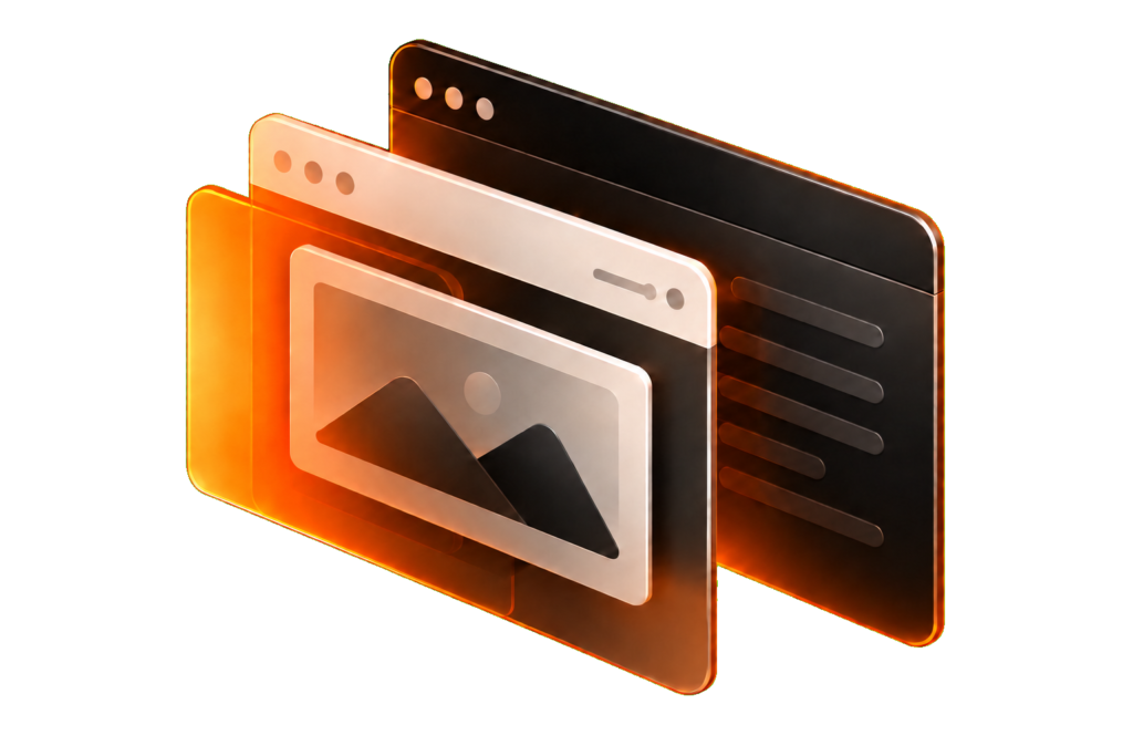 Illustrazione 3D dedicata alla progettazione di siti web ed e-commerce WordPress
