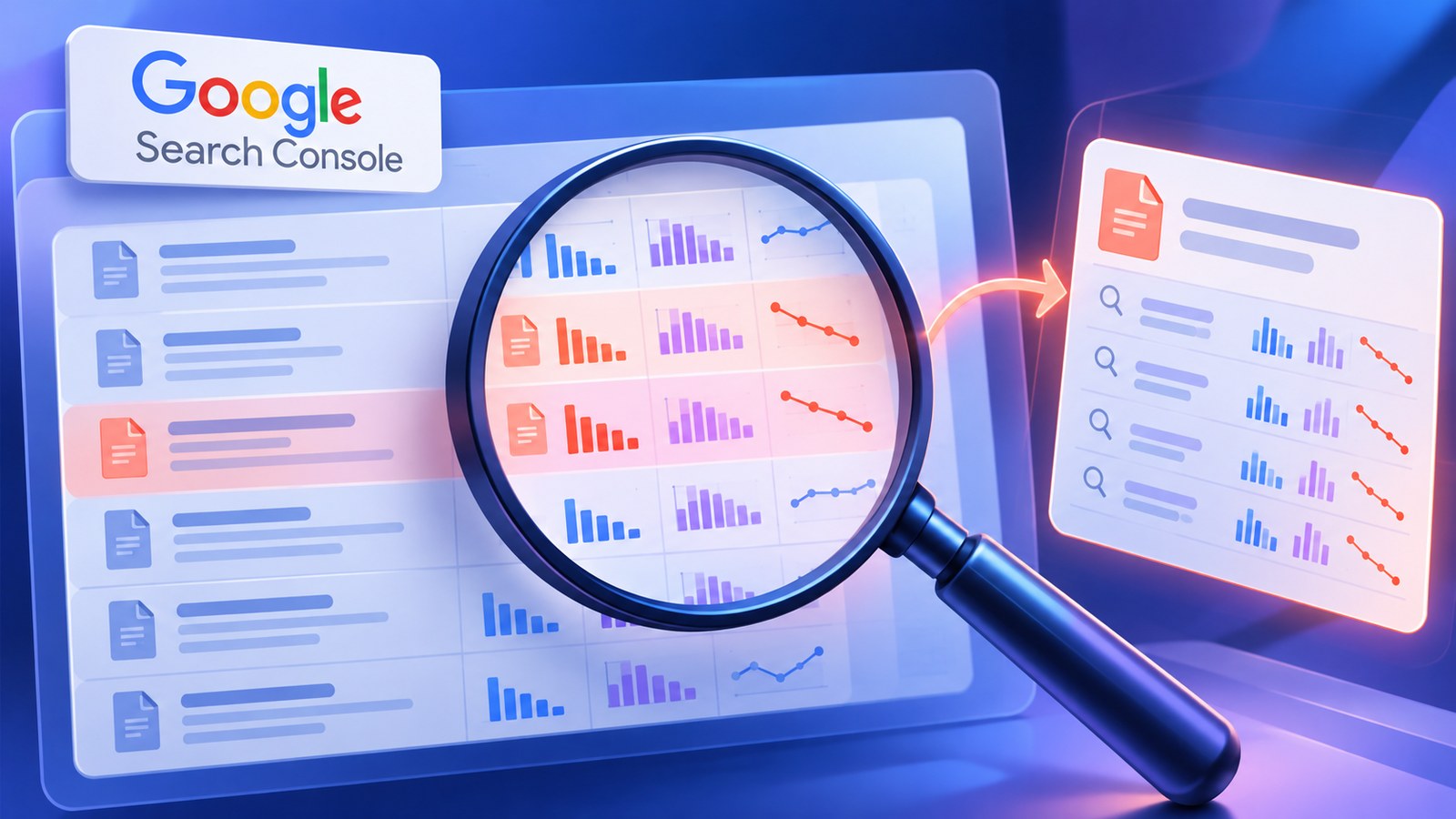 Lupa sobre las páginas y consultas del informe de Search Console para detectar qué URL han perdido clics