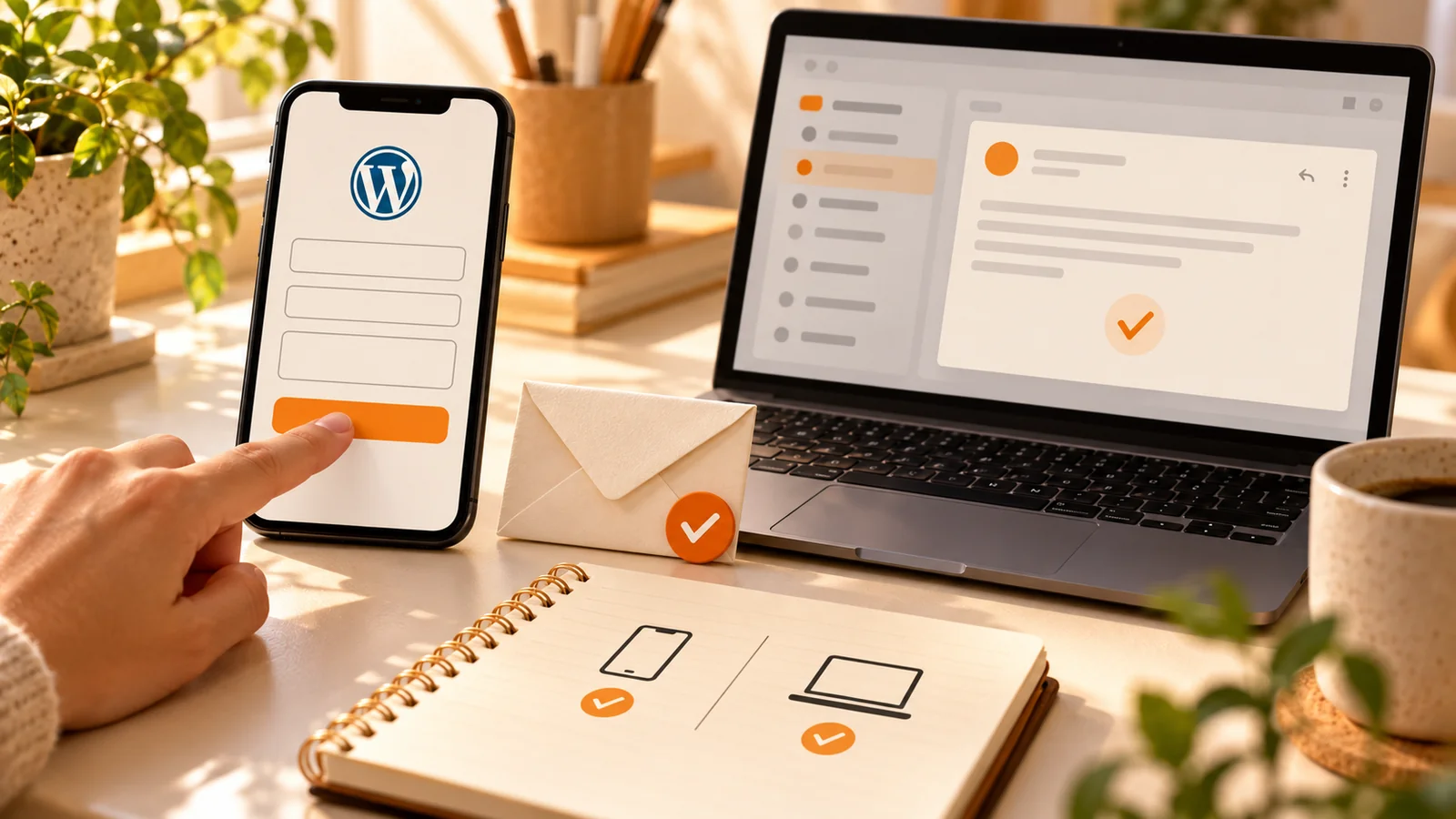 Envío de prueba desde un formulario WordPress en el móvil y comprobación del mensaje recibido en el ordenador.
